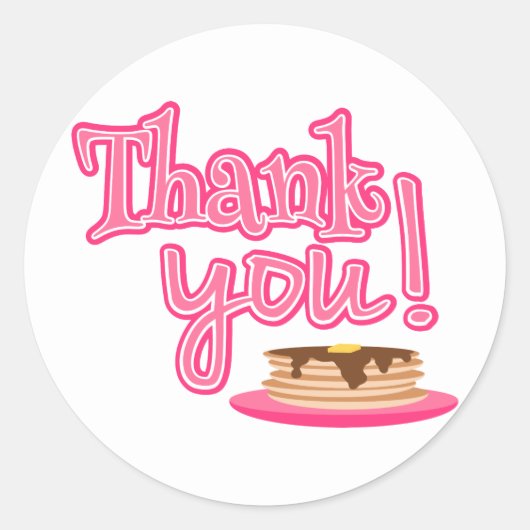 Roze Pannenkoeken Dank u Ronde Sticker (Voorkant)