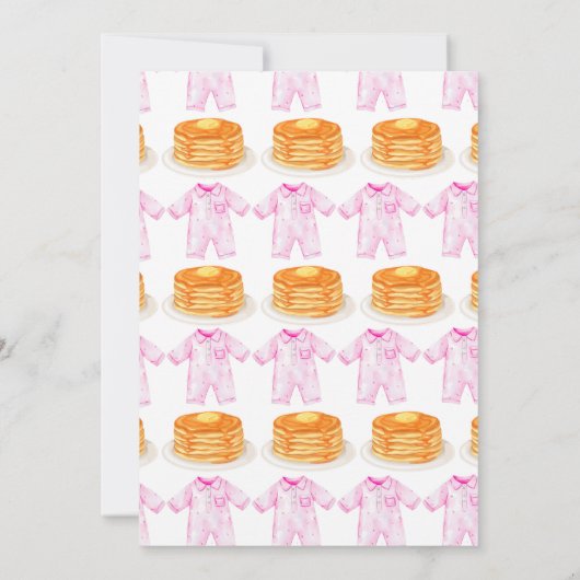 Roze pannenkoeken en pyjama verjaardag kaart (Achterkant)