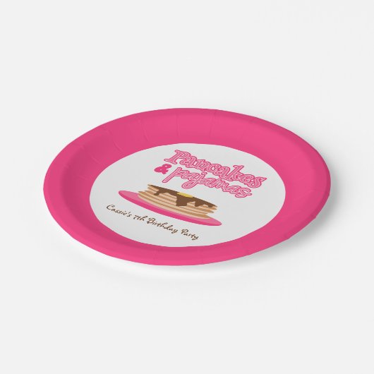Roze Pannenkoeken en Pyjama Verjaardagsfeestje Papieren Bordje (Gekanteld)