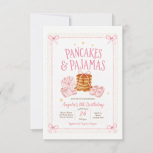 Roze pannenkoeken en pyjama's Meisjes verjaardagss Kaart