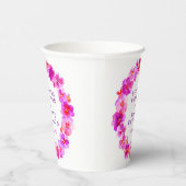 Roze pansiebloem met waterverf bruiloft papieren bekers (Rechts)