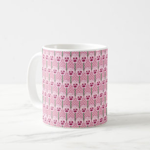 Roze pansies in de dop - patroon met retroflector koffiemok