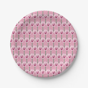 Roze pansies in de dop - patroon met retroflector papieren bordje