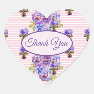 Roze Pansy Bloem Bloemen Dank U Patroon Hart Hart Sticker