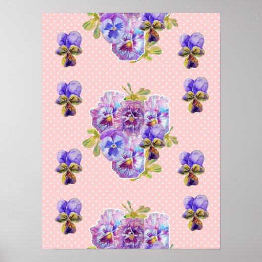 Roze Pansy bloem bloemen Shabby Chic Poster (Voorkant)