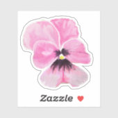 Roze pansy contour sticker (Vel)