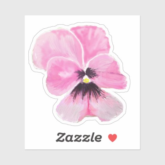 Roze pansy contour sticker (Vel)