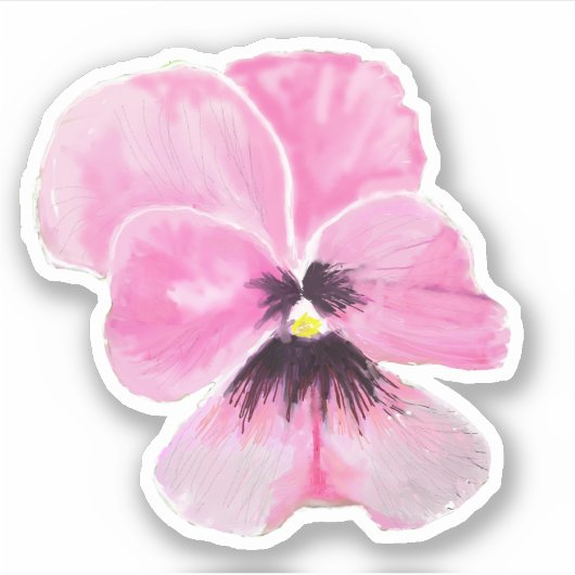 Roze pansy contour sticker (Voorkant)