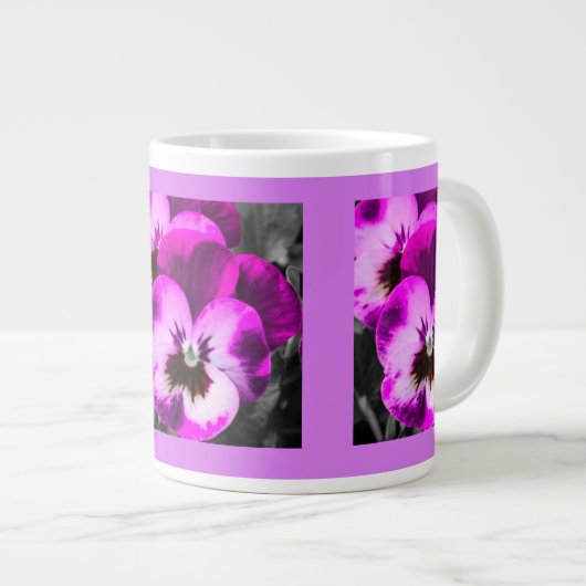 Roze Pansy Cup Grote Koffiekop (Voorkant rechts)