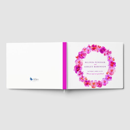 Roze pansy met waterverf trouwgastenboek gastenboek (Volledig)