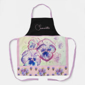 Roze Pansy Pansies Waterverf Bloemen Bloemen Kunst Schort (Voorkant)