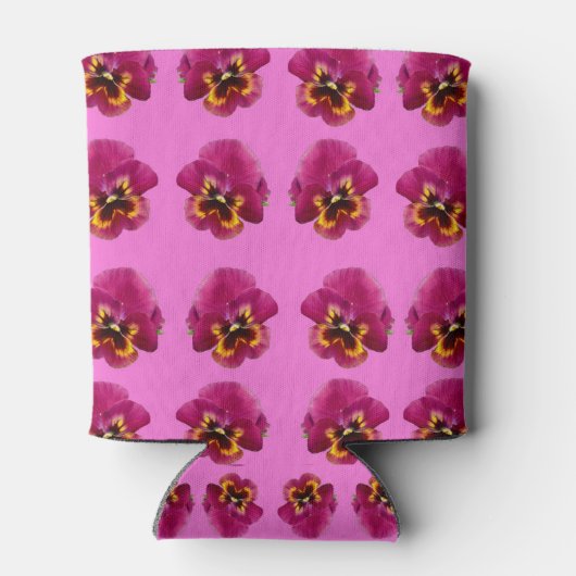 Roze Pansy Passion Pattern Blikjeskoeler (Achterkant)
