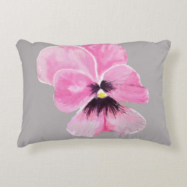 Roze Pansy Pillow Accent Kussen (Voorkant)