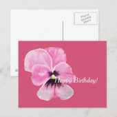 Roze Pansy Verjaardag Kaart (Voorkant / Achterkant)
