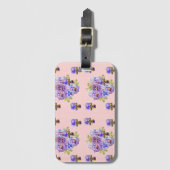 Roze Pansy Viola Bloemstip Patroon Bagagelabel (Voorkant (verticaal))