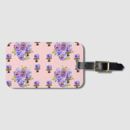 Roze Pansy Viola Bloemstip Patroon Bagagelabel