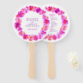 Roze pansy waterverf bruiloft programma fans handwaaier (Voorkant en achterkant)