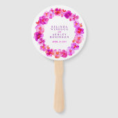 Roze pansy waterverf bruiloft programma fans handwaaier (Voorkant)