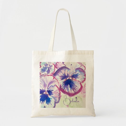 Roze Pansy Waterverf Schilderen Bloemen Art Meisje Tote Bag (Voorkant)