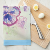 Roze Pansy waterverf Vrouwen Bord Roze Blauw Theedoek (Quarter Fold)