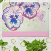 Roze Pansy Waterverf Vrouwen Bord Roze Theedoek (Gevouwen)
