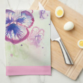 Roze Pansy Waterverf Vrouwen Bord Roze Theedoek (Quarter Fold)