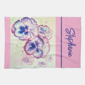 Roze Pansy Waterverf Vrouwen Bord Roze Theedoek (Horizontaal)