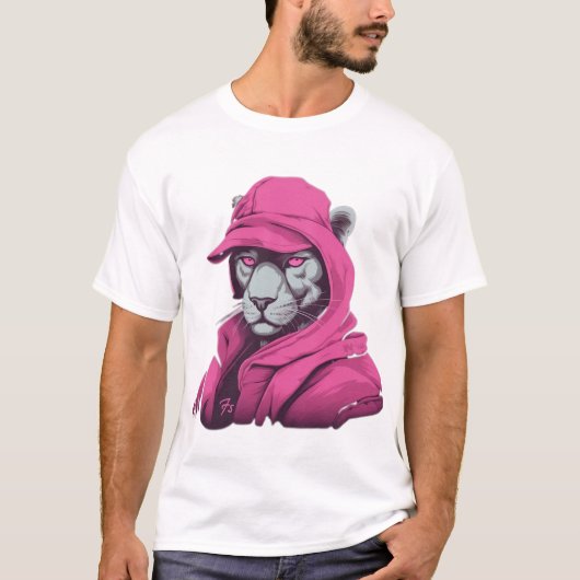 Roze pantherroze T-shirt (Voorkant)