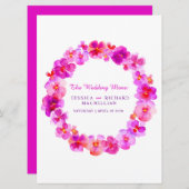 Roze panty kunst bloem krans kunst bruiloft menu (Voorkant / Achterkant)