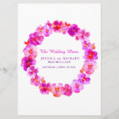 Roze panty kunst bloem krans kunst bruiloft menu (Voorkant)