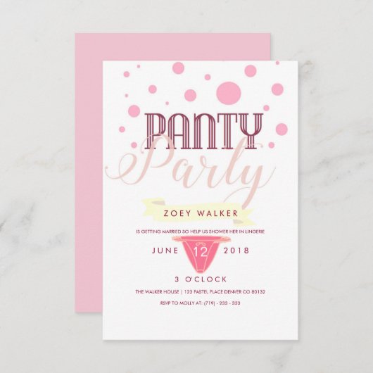 Roze Panty Party Uitnodiging (Voorkant / Achterkant)