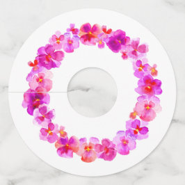 Roze panty waterverf kunst bloem bruiloft evenemen wijnglaslabel