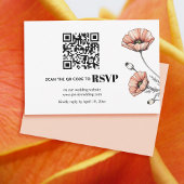 Roze papaver bloemen QR code bloemenbruiloft RSVP
