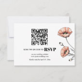 Roze papaver bloemen QR code bloemenbruiloft RSVP (Voorkant)