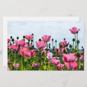 Roze papaver briefpapier (Voorkant / Achterkant)