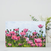 Roze papaver briefpapier (Staand voorkant)