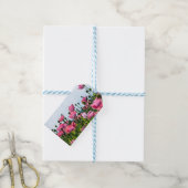 Roze papaver cadeaulabel (Met Touw)