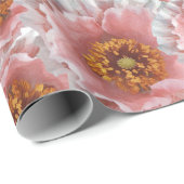 roze papaver cadeaupapier (Rol Hoek)