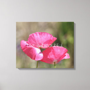 Roze papaver canvas afdruk