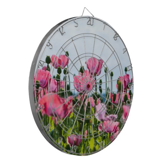 Roze papaver dartbord (Voorkant Links)