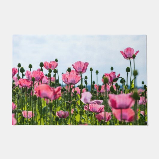 Roze papaver deurmat (Voorkant)