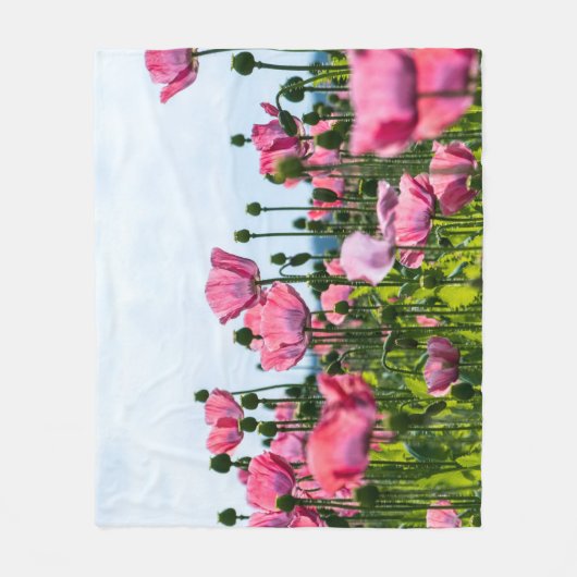 Roze papaver fleece deken (Voorkant)