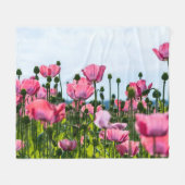 Roze papaver fleece deken (Voorkant (Horizontaal))