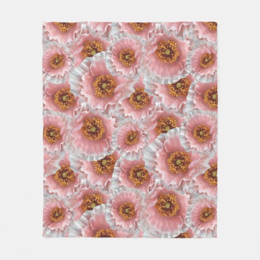 roze papaver fleece deken (Voorkant)