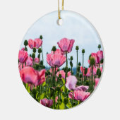 Roze papaver keramisch ornament (Links)