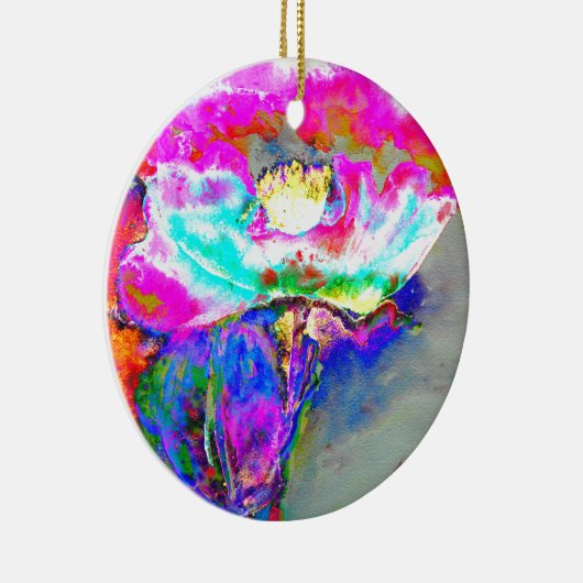 Roze papaver keramisch ornament (Rechts)