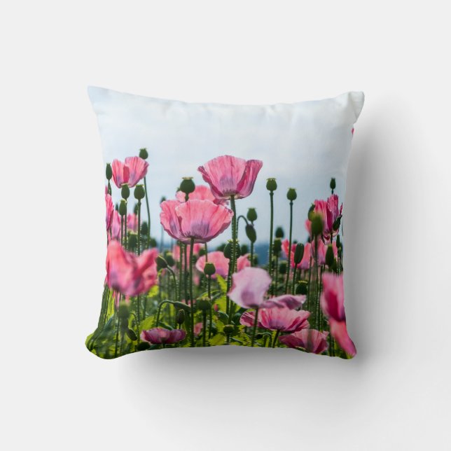Roze papaver kussen (Voorkant)
