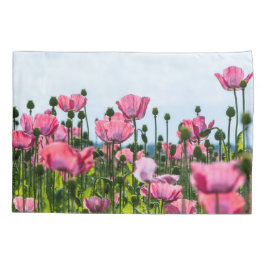 Roze papaver kussensloop