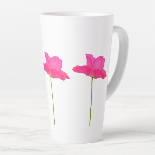 roze papaver latte mok (Rechterhoek)