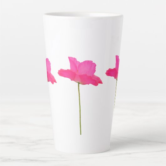 roze papaver latte mok (Voorkant)